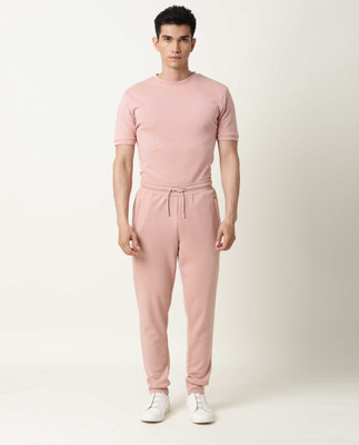 Rare Rabbit Solid Men Pink Track Pants