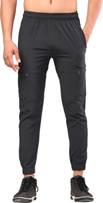 PS COLLECTION Solid Men Black Track Pants