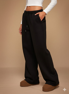 Dockstreet Solid Women Black Track Pants