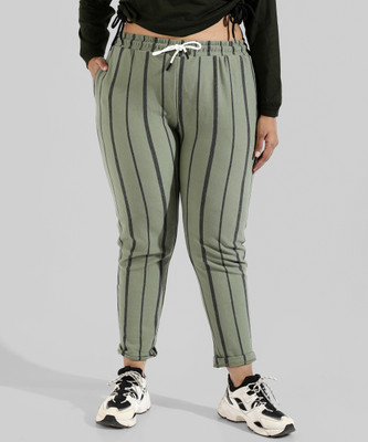 Instafab Plus Solid Women Green Track Pants