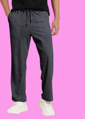NIVEDANM Relaxed Men Grey Trousers