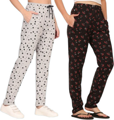 HARSHITA MART Printed Women Black Track Pants