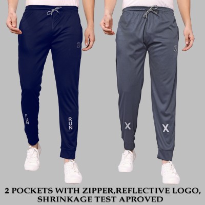 Anand Solid Men Dark Blue, Grey Track Pants