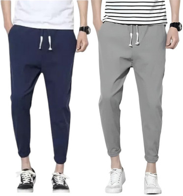 SHMARRT Solid Men Grey, Blue Track Pants