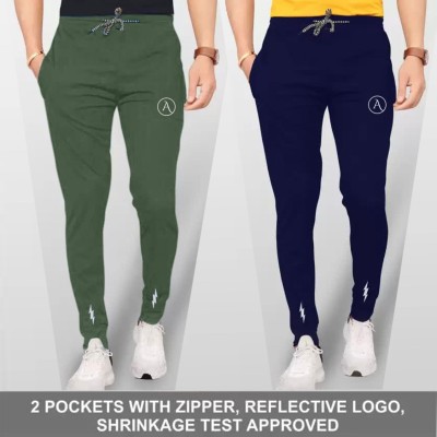 Kashvi Solid Men Dark Green, Dark Blue Track Pants