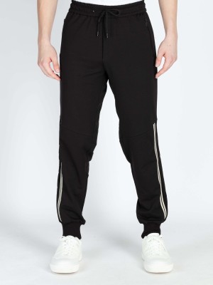 Status Quo Self Design Men Black Track Pants