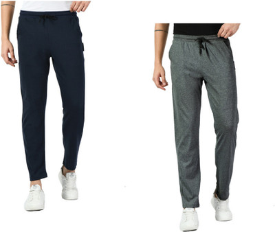 Indistar Solid Men Dark Blue, Silver Track Pants