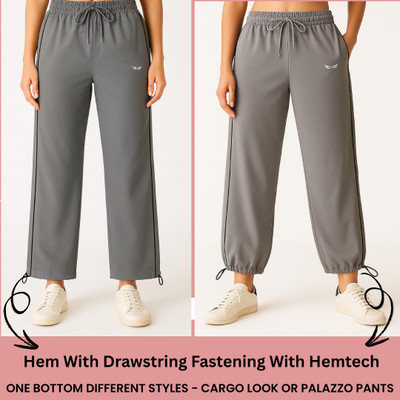 Chrome & Coral Striped Women Grey Track Pants