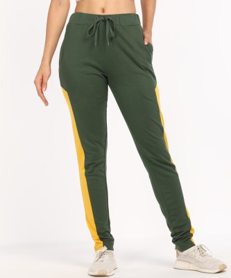 FLYING MACHINE Colorblock Women Olive Track Pants