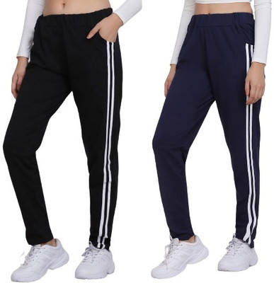 clothyy Striped Women Dark Blue, Black Track Pants