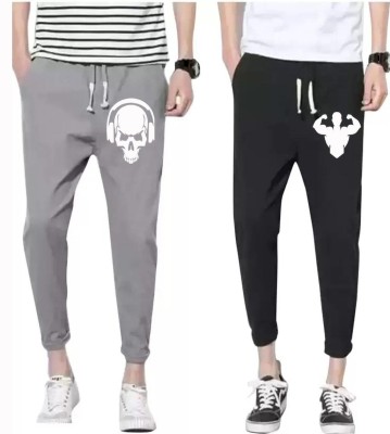 YFB Printed Men Black Track Pants