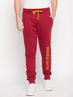Club York Self Design Men Maroon Track Pants