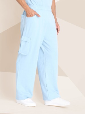 CHKOKKO Solid Men Light Blue Track Pants