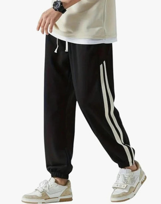 METRONAUT Striped Men Black Track Pants