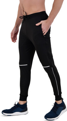Blue Shark Solid Men Black Track Pants