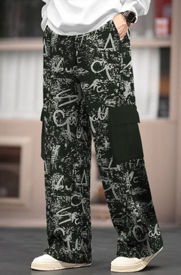 TRIPR Printed Men Dark Green Track Pants