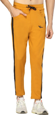 GLITO Solid Men Yellow, Black Track Pants