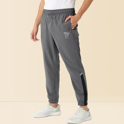 YUNEK Colorblock Men Grey Track Pants
