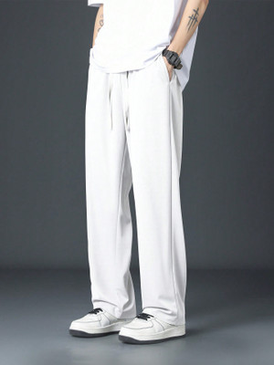 Paralians Solid Men White Track Pants