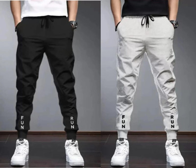 HouseOfCommon Solid Men Black, Grey Track Pants