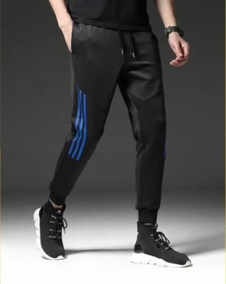 uniquefn Striped Men Black Track Pants