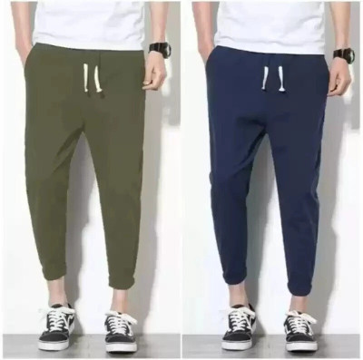 Retailmart Solid Men Olive, Blue Track Pants