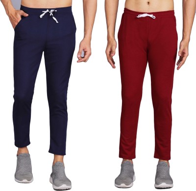 ASK CREATION Solid Men Dark Blue, Maroon Track Pants