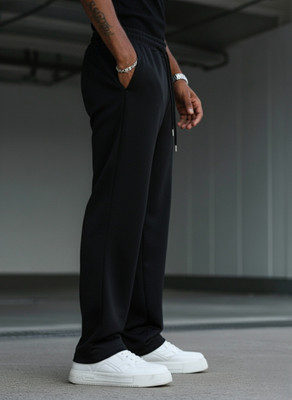 Dockstreet Solid Men Black Track Pants