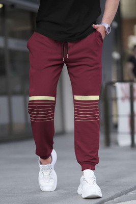 TRIPR Solid Men Maroon Track Pants