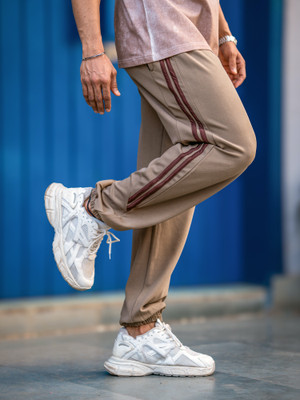 Jump Cuts Colorblock Men Brown Track Pants