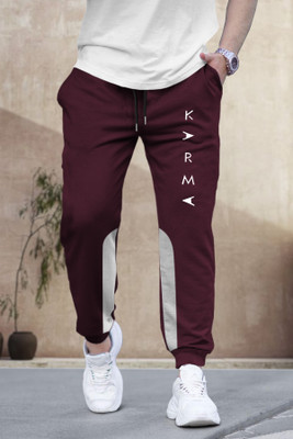 TRIPR Solid Men Maroon Track Pants