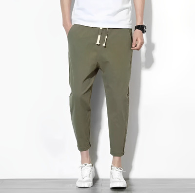 clickwell Solid Men Olive Track Pants