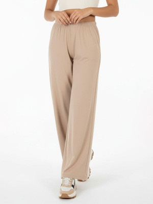 Glitchez Solid Women Beige Track Pants