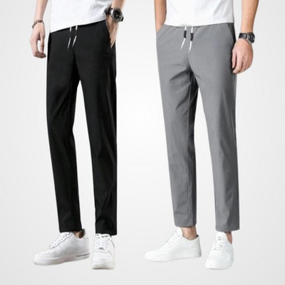 BQT Solid Men Grey, Black Track Pants
