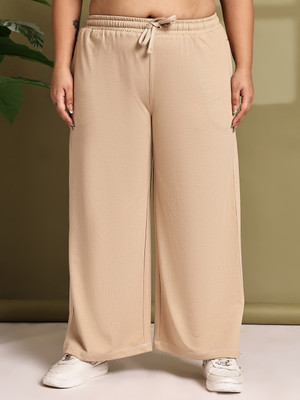 Moonaa Fashion Solid Women Beige Track Pants
