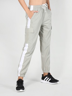 CHKOKKO Solid, Striped Women Light Green Track Pants