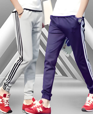 Stare Self Design Men Blue, White Track Pants