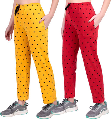 FASHIONHOUSETS Polka Print Women Yellow, Red Track Pants