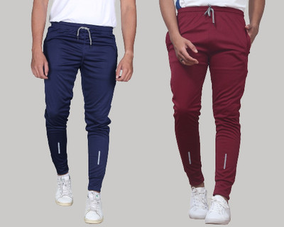 Pink Formal Solid Men Maroon, Blue Track Pants