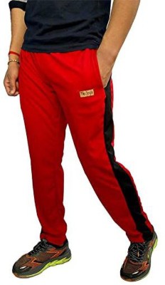 The Yogis Striped Men Red Track Pants