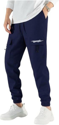 SHRIEZ Solid Men Blue Track Pants
