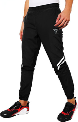 YUNEK Solid Men Black Track Pants