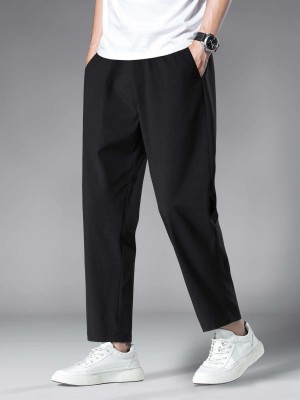 The Queens Walk Regular Fit Men Black Trousers