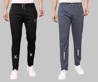 ANAND Self Design Men Black, Grey Track Pants