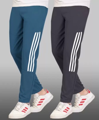AARADH Striped Men Blue, Grey, White Track Pants