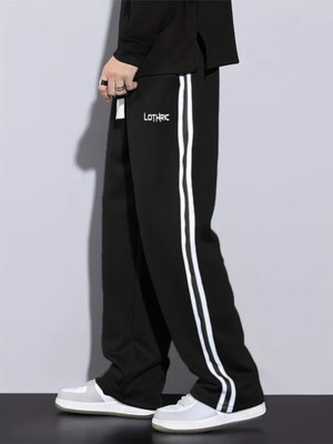 LOTHRIC Striped Men Black Track Pants