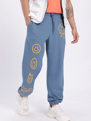 Glitchez Chevron/Zig Zag Men Blue Track Pants