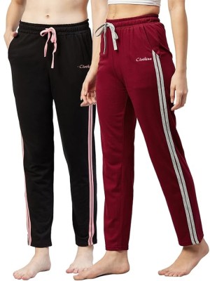 HOKKAI Striped Women Black, Maroon Track Pants