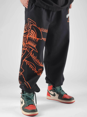 ComicSense Chainsaw Man Anime Joggers Hybrid Hunter Printed Baggy Fit Pant Printed Men Black Track Pants