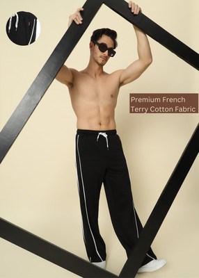 PockMAN Self Design Men Black Track Pants
